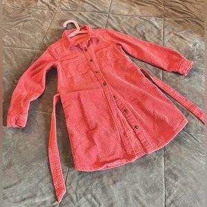 Corduroy Shirt Dress | Size 7 | Cerise